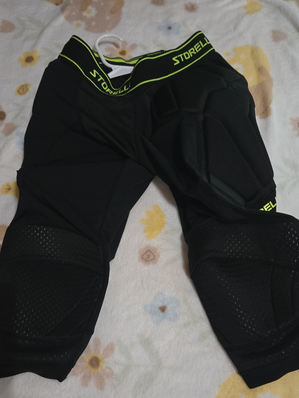 Padded Goalie Compression Capri Bottoms in Black with Neon Trim